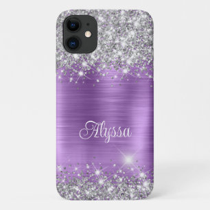 Chic Glittery Purple Amethyst Glam Name iPhone 11 Case