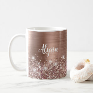 Chic Glittery Rose Gold Glam Name Coffee Mug