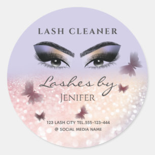 Chic glittery sparkle lash extension lash cleaner classic round sticker