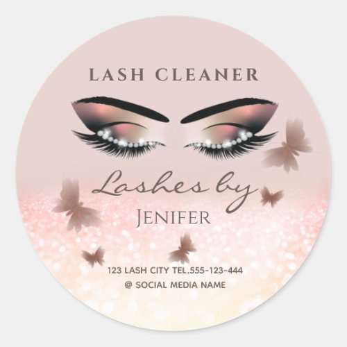 Chic glittery sparkle lash extension lash cleaner classic round sticker