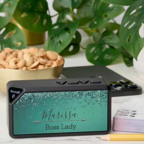 Chic Glittery Turquoise Personalized Boss Lady   Bluetooth Speaker