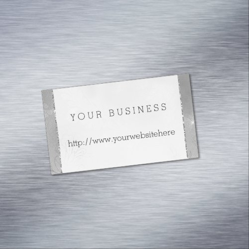 Chic Glitz Silver Lace Business Card Magnet