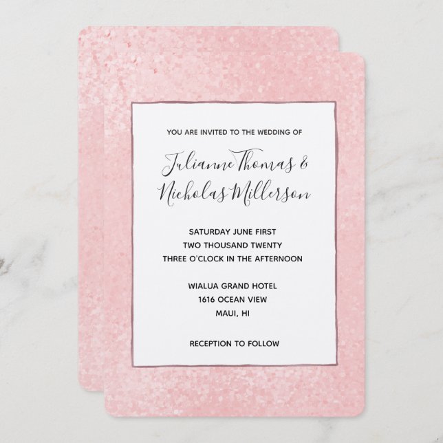 Chic Glitzy Pink Wedding Invites (Front/Back)