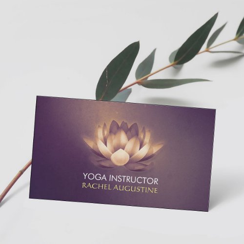 Chic Glowing Lotus  Purple Grunge Yoga Instructor Business Card