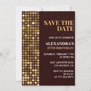 Chic Gold 27th birthday invitations Save the date