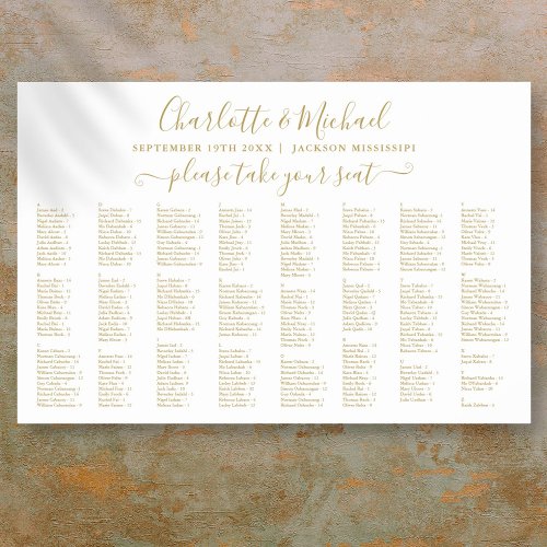 Chic Gold 300 Names Wedding Seating Chart