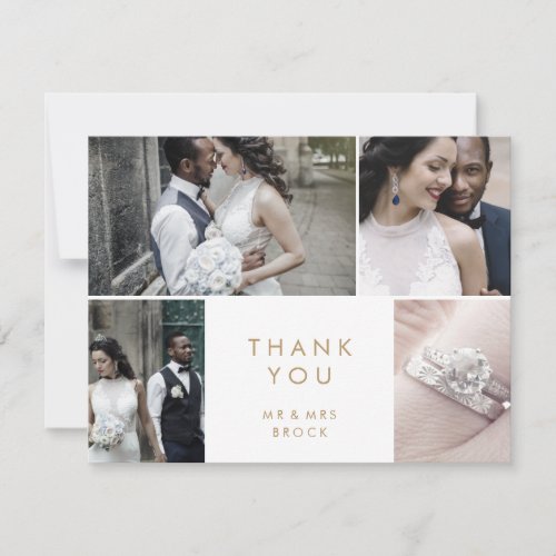 Chic Gold 4 Photo Template Thank You Card