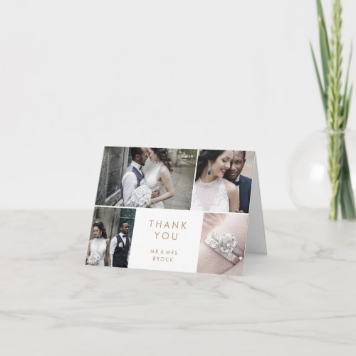 Chic Gold 4 Photo Template Thank You Card