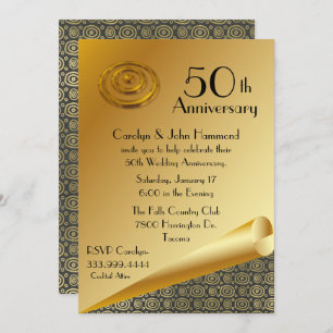 Chic Gold 50th Wedding Anniversary Invitation