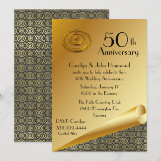 Chic Gold 50th Wedding Anniversary Invitation