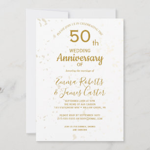 Chic Gold 50th Wedding Anniversary  Invitation
