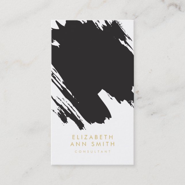 Chic Gold Abstract Brushstrokes Business Card Pack (Front)