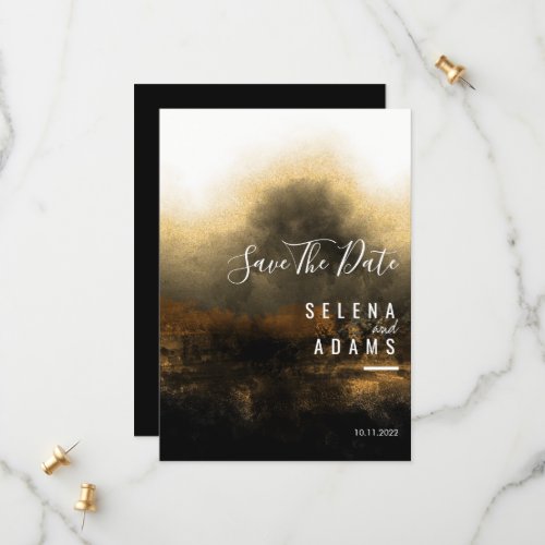 Chic Gold Abstract Typography Wedding Save The Date