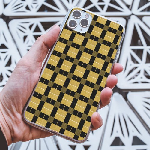 Chic Gold and black checkerboard pattern iPhone 11 Case