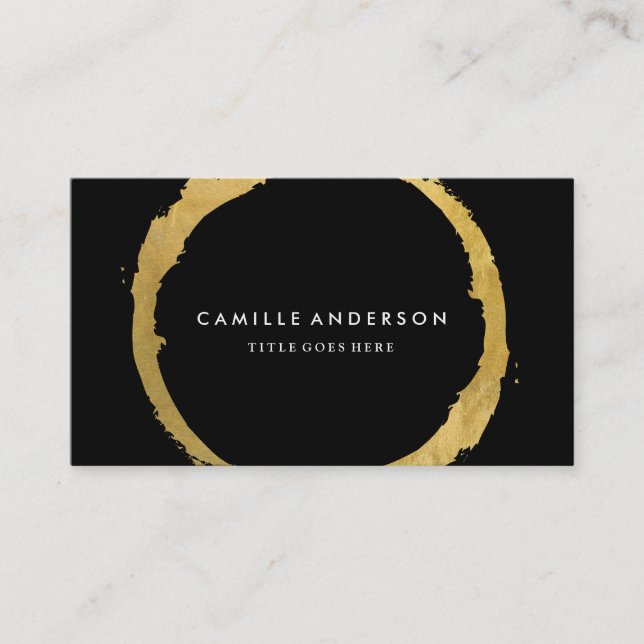Chic Gold and Black Circle Business Card (Front)