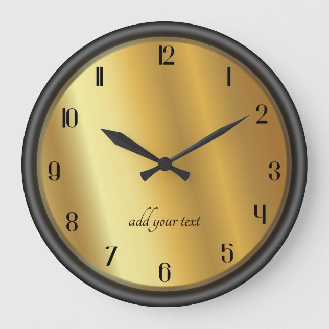 Chic Gold and Black Effect Personalized Large Clock (Front)