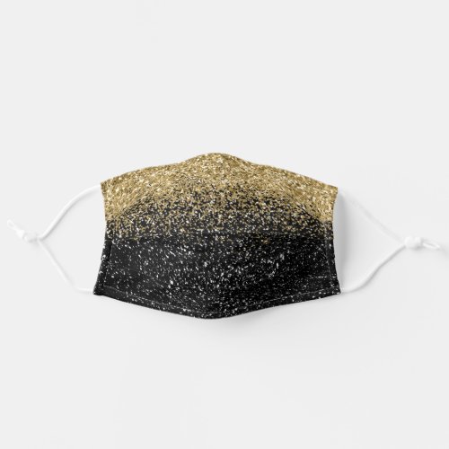 Chic Gold and Black Faux Glitter Cloth Face Mask