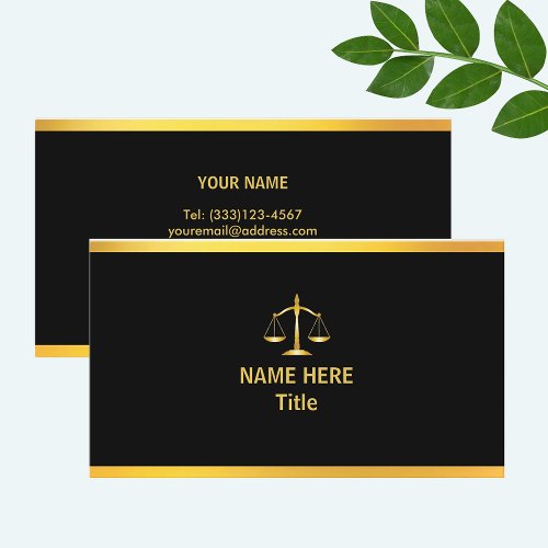 Chic Gold and Black Law Business Card