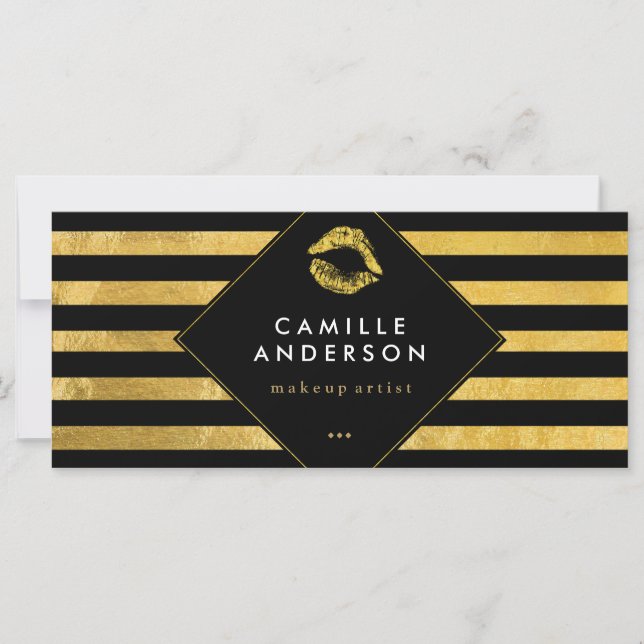 Chic Gold and Black Makeup Artist Gift Certificate (Front)