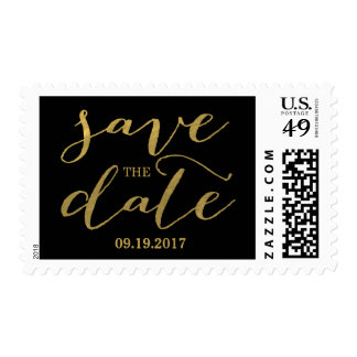 Chic Gold and Black Save the Date Postage