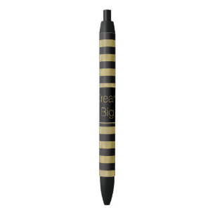 Chic Gold and Black Stripes Dream Big Personalized Pen