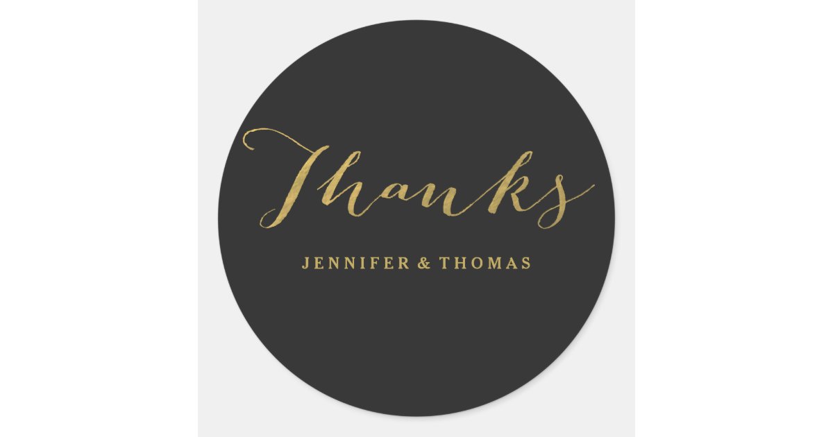Chic Gold and Black Thank You Stickers | Zazzle