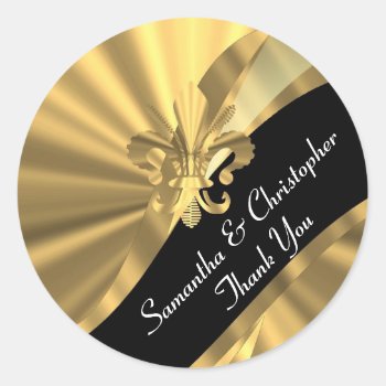 Chic Gold And Black Wedding Seal by personalized_wedding at Zazzle