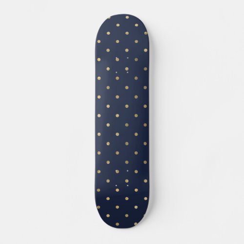 Chic Gold and Blue Polka Dots Minimalist Skateboard