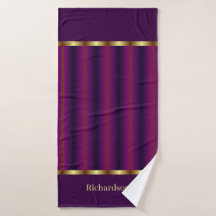 Chic Gold And Burgundy Purple Stripes Name