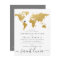 Chic Gold and Gray World Map Wedding Abroad