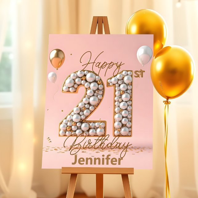 Chic Gold and Soft Pink 21st Birthday Celebration Foam Board (Creator Uploaded)