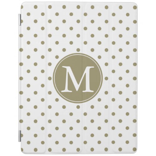 Chic Gold and White Dots Monogram iPad Smart Cover