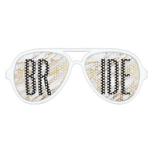 Chic Gold and White Marble Bride Sunglasses