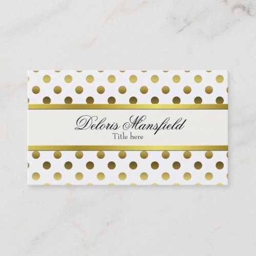 Chic Gold and White Polka Dot Business Card