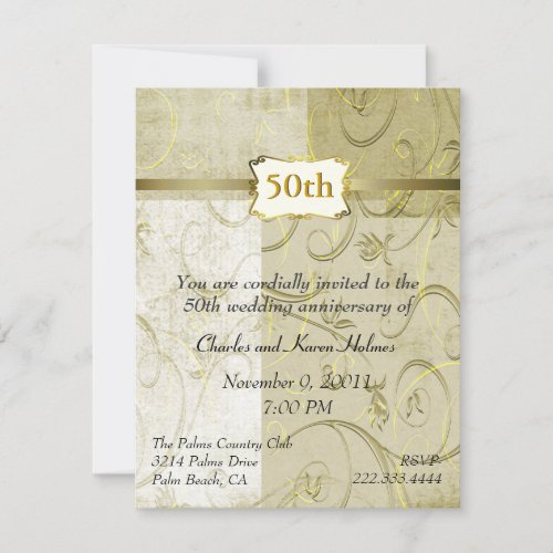 Chic Gold Anniversary Invitation