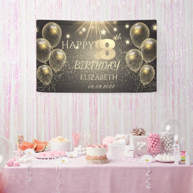 Chic Gold Balloons Stars 18th Birthday  Banner (Party)
