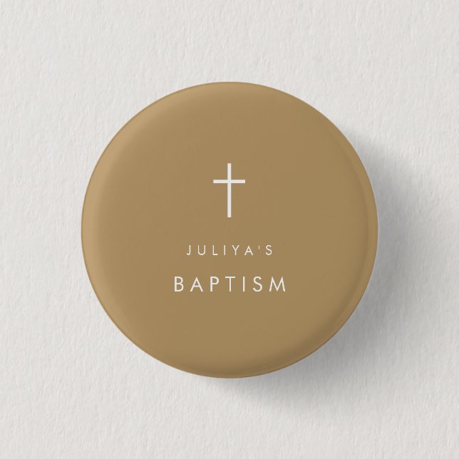 Chic Gold  Baptism  Button (Front)