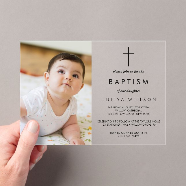Chic Gold  Baptism photo  Acrylic Invitations (Insitu (Handheld))