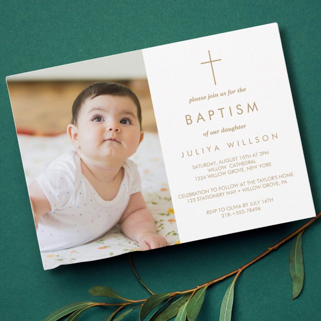 Chic Gold  Baptism photo  Invitation (Creator Uploaded)