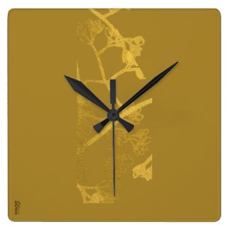 Chic Gold Beige Abstract Floral Pattern Square Wall Clock