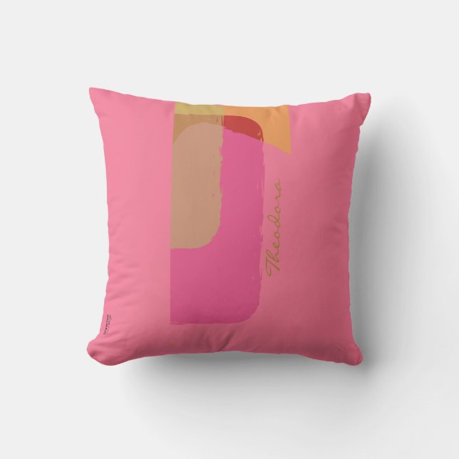 Chic Gold Beige Pink  Orange Abstract Throw Pillow (Front)