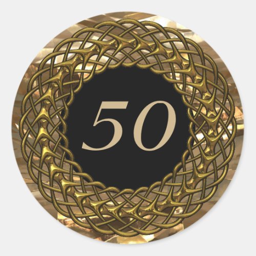 Chic Gold  Black 50th Wedding Anniversary Classic Round Sticker