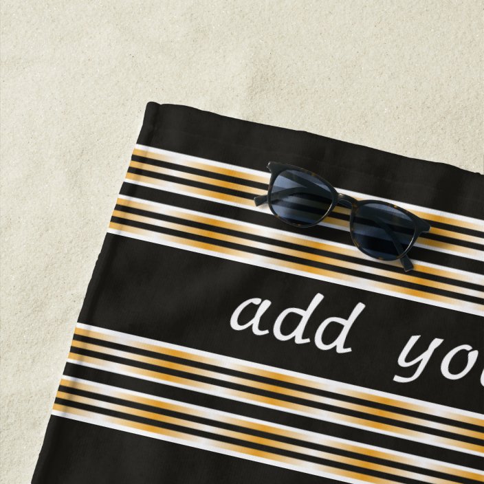 black and white striped beach towel