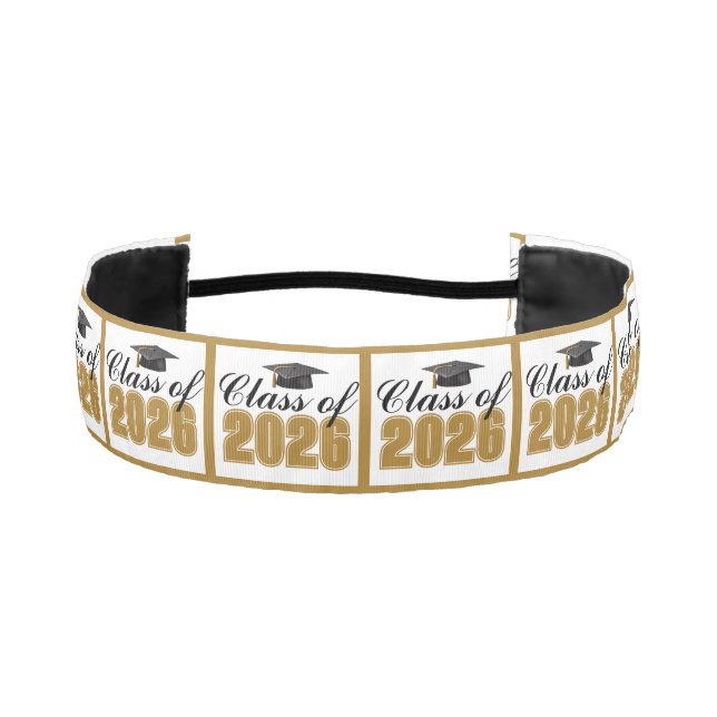 Chic Gold Black Class of 2026 Graduation Athletic Headband (Front)