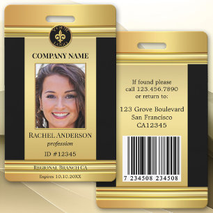 Chic Gold Black Employee Photo ID Badge
