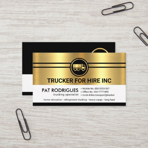 Chic Gold Black Layers Trucker Business Card