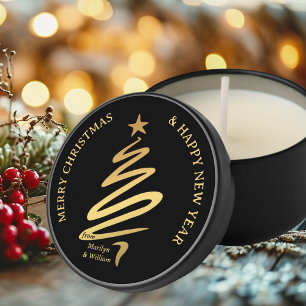 Chic Gold Black Merry Christmas Mini Candle Favors
