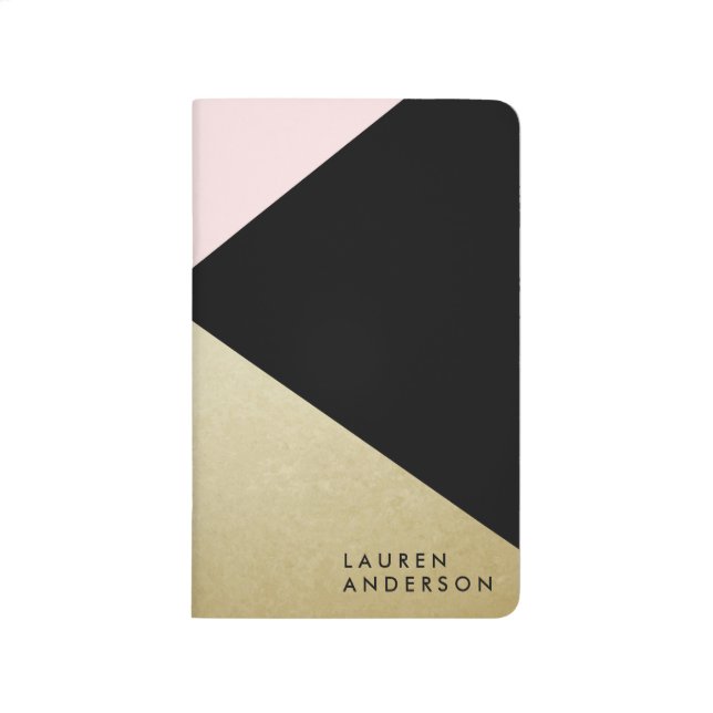 Chic Gold Black Monogram Custom Journal Notebook (Front)