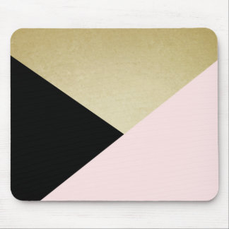 Chic Gold Black Pink Abstract Pattern Mouse Pad