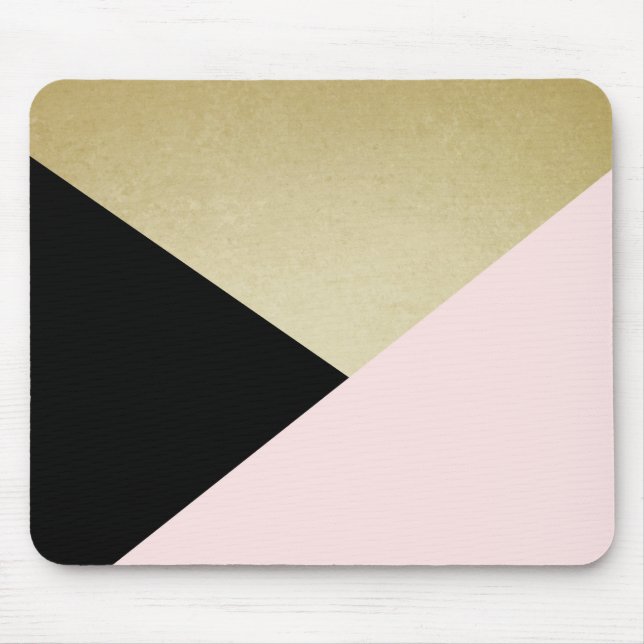 Chic Gold Black Pink Abstract Pattern Mouse Pad (Front)